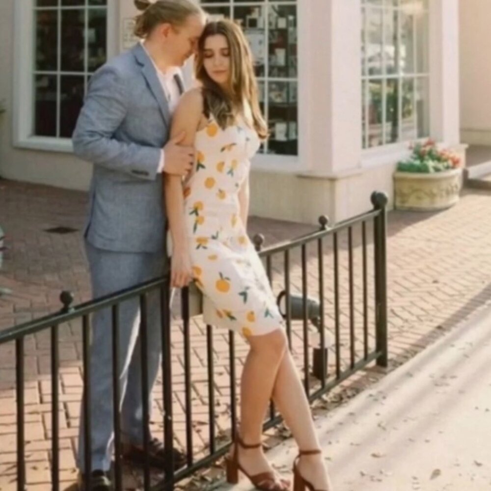 Anthropologie Dylan Mierzwinski by Maeve Colette Midi Dress Oranges Peaches S - Picture 3 of 4